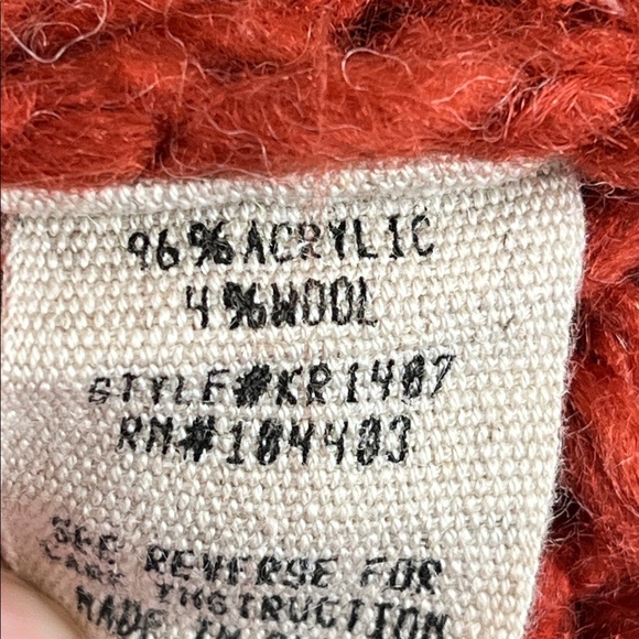 Moon River Size Large Fisherman Grunge Wool Blend Red Crewneck Sweater - Picture 5 of 7